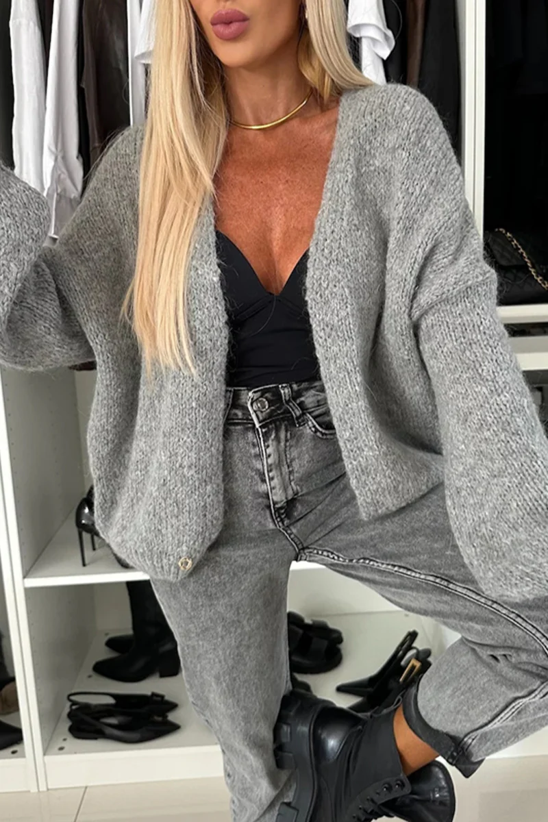 Casual Daily Weave V Neck Outerwear(4 Colors) - Panekey