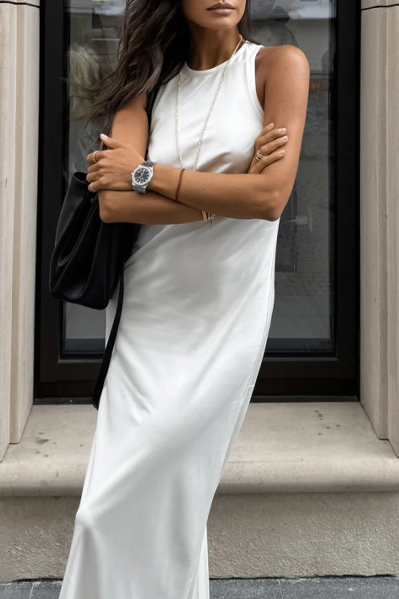 Casual Daily O Neck Sleeveless Dresses - Panekey