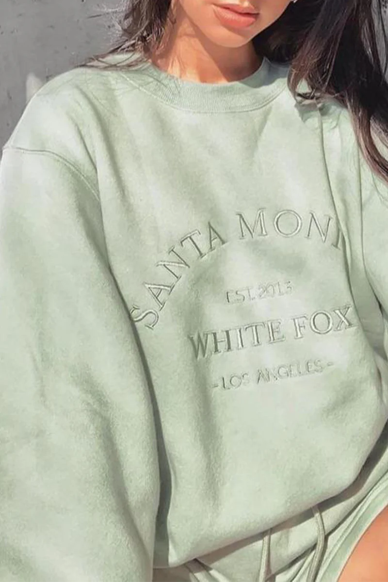 Casual Letter Embroidered O Neck Tops - Panekey