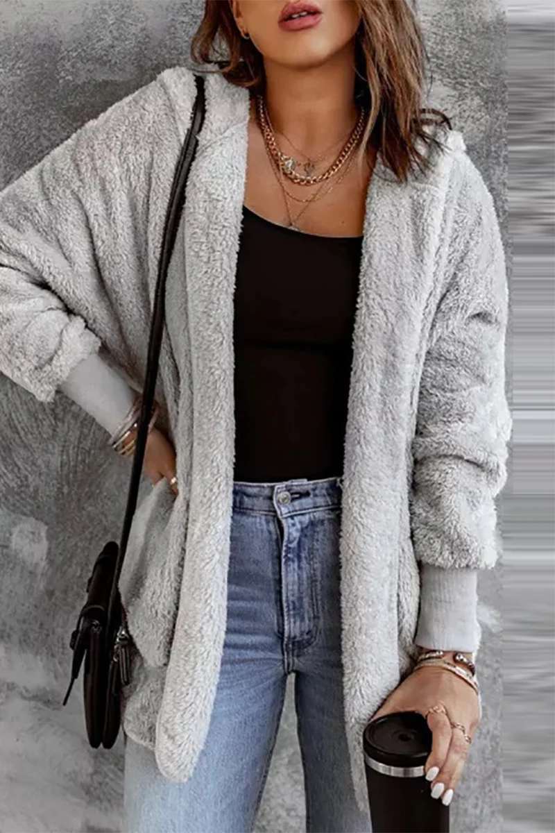 Casual Daily Fluffy Cardigan Collar Outerwear(5 Colors) - Panekey