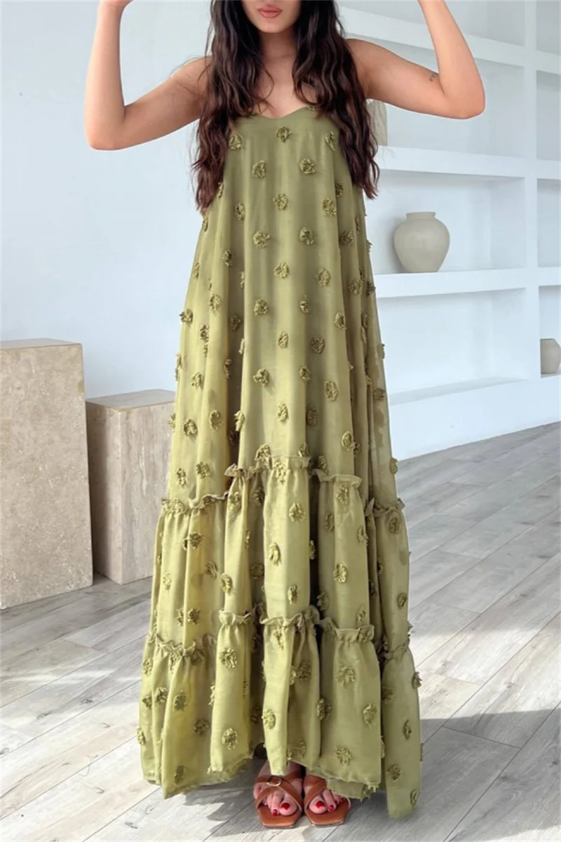 Casual Backless Spaghetti Strap Long Dresses - Panekey