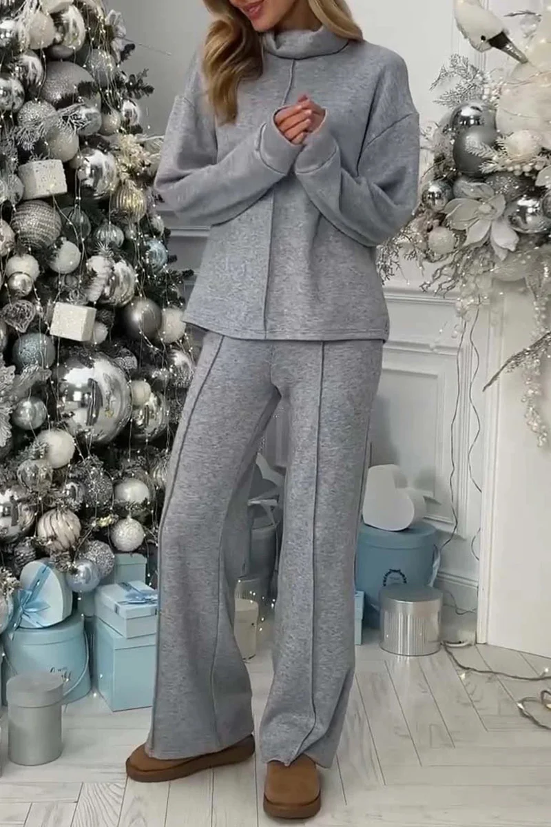 Casual Basic Turtleneck Long Sleeve Two Pieces(3 Colors) - Panekey