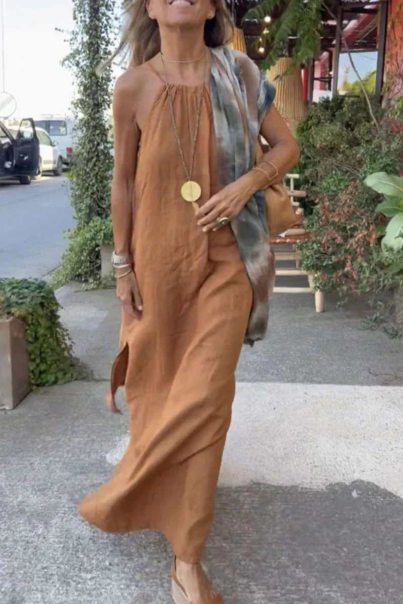 Casual College Solid Make Old Halter Straight Dresses(3 Colors) - Panekey