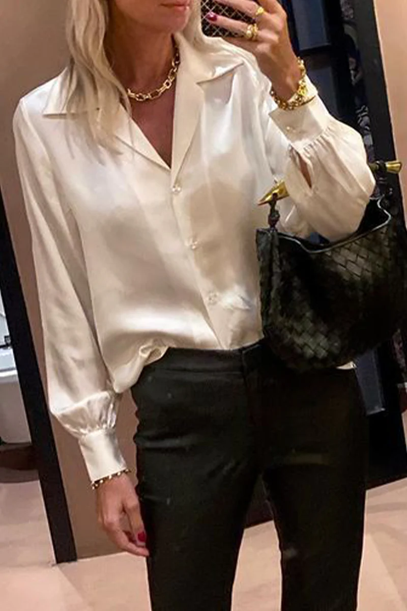 Casual Buttons Turndown Collar Blouses - Panekey