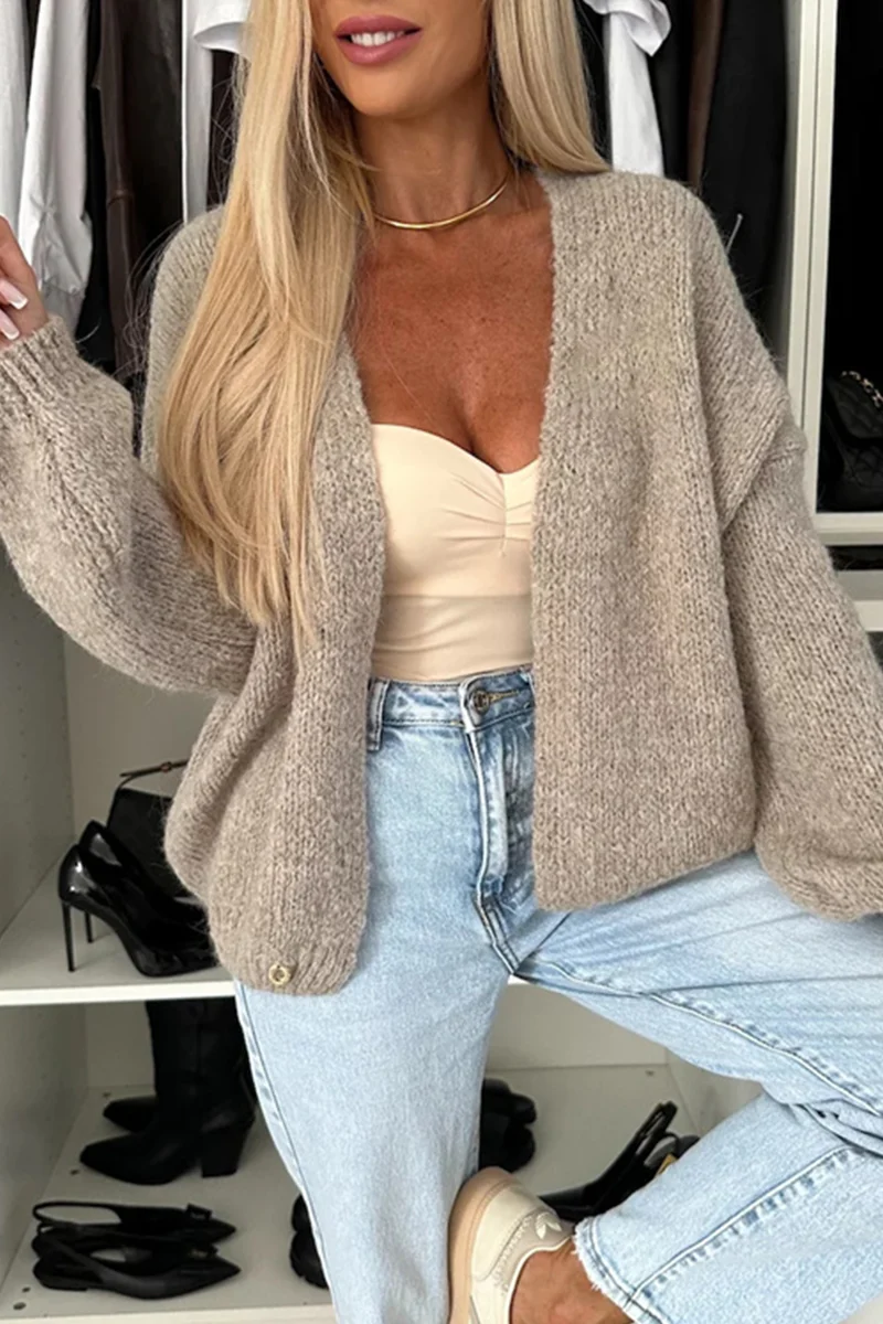 Casual Daily Weave V Neck Outerwear(4 Colors) - Panekey