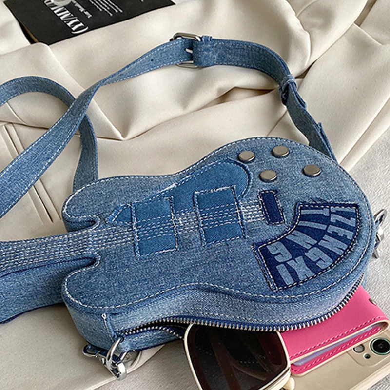 Casual Patchwork Zipper Violin Messenger Bag - Panekey