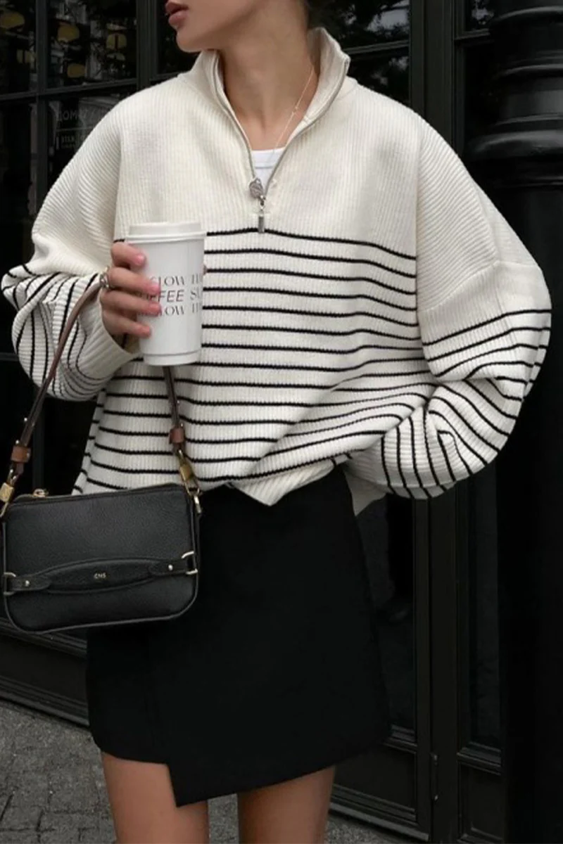 Casual Plaid Striped Contrast Turndown Collar Tops - Panekey