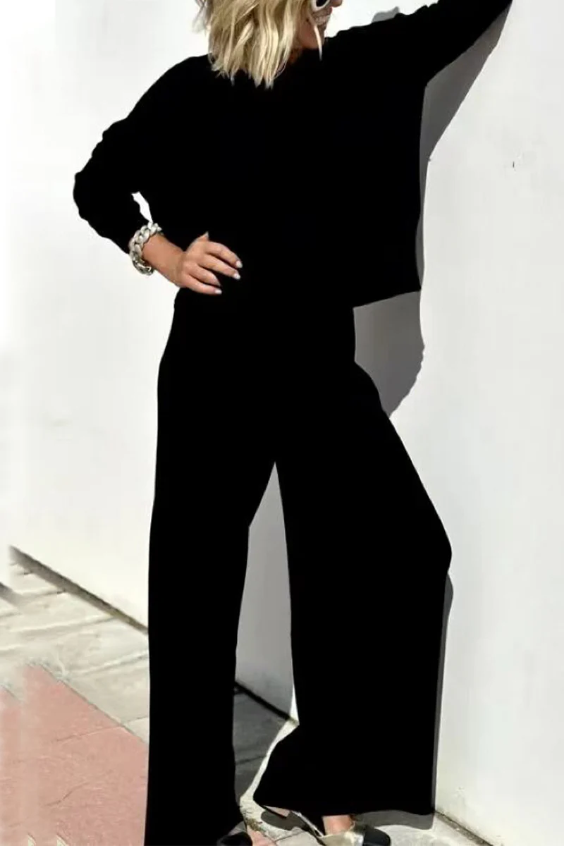 Casual Daily O Neck Long Sleeve Two Pieces(3 Colors) - Panekey