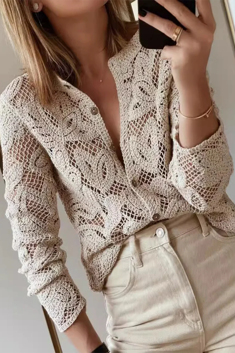 Casual Daily Hollow Out Distressed O Neck Outerwear - Panekey