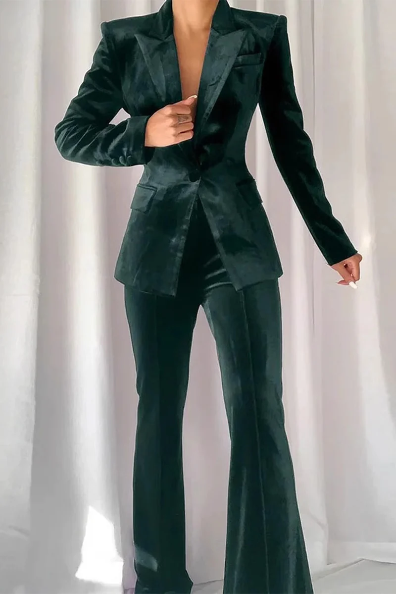 Casual Daily Buttons Velvet Turn-back Collar Long Sleeve Two Pieces - Panekey