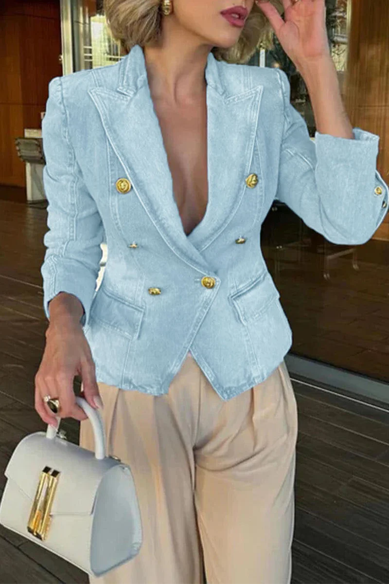 Casual Distressed Buttons Turn-back Collar Outerwear(3 Colors) - Panekey