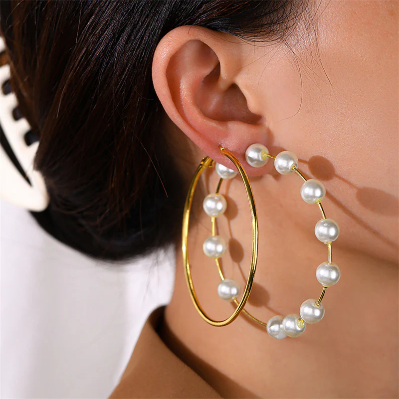 Casual Daily Simplicity Solid Patchwork Pearl Earrings (Three Pairs) - Panekey