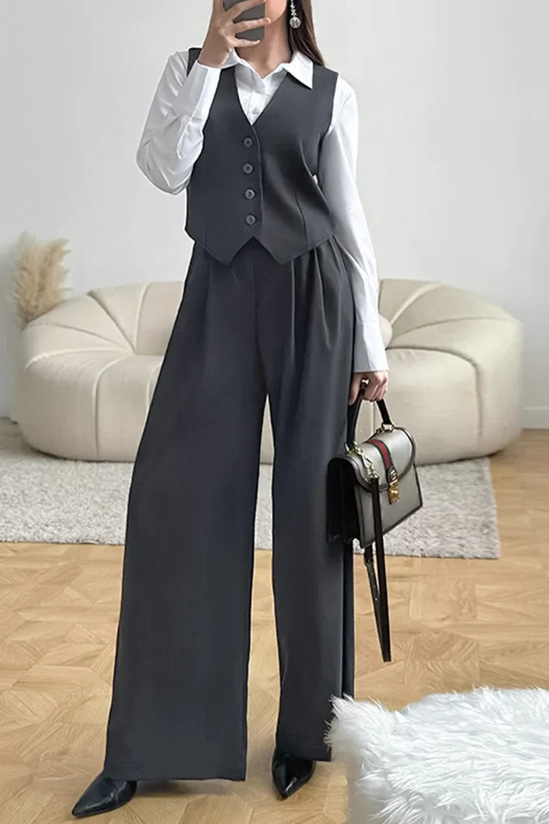 Casual Daily Buckle Ruched V Neck Sleeveless Two Pieces - Panekey