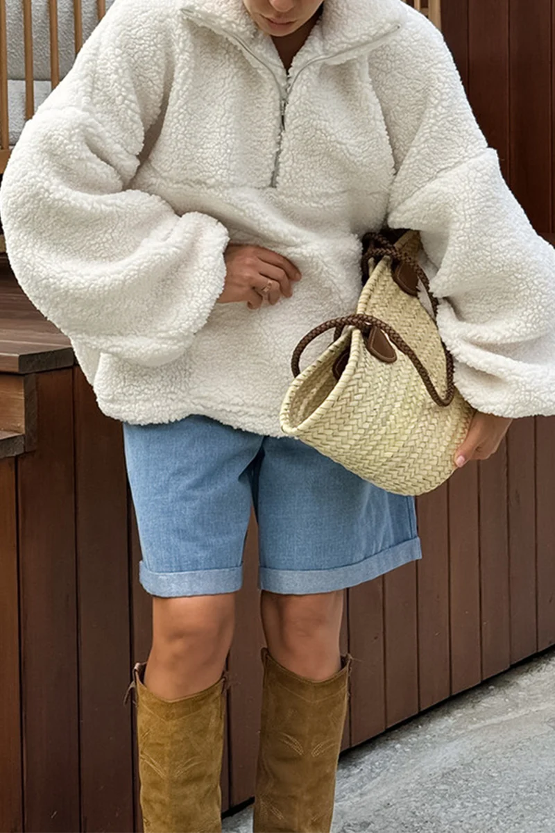 Casual Daily Pocket Zipper Turndown Collar Hoodies - Panekey