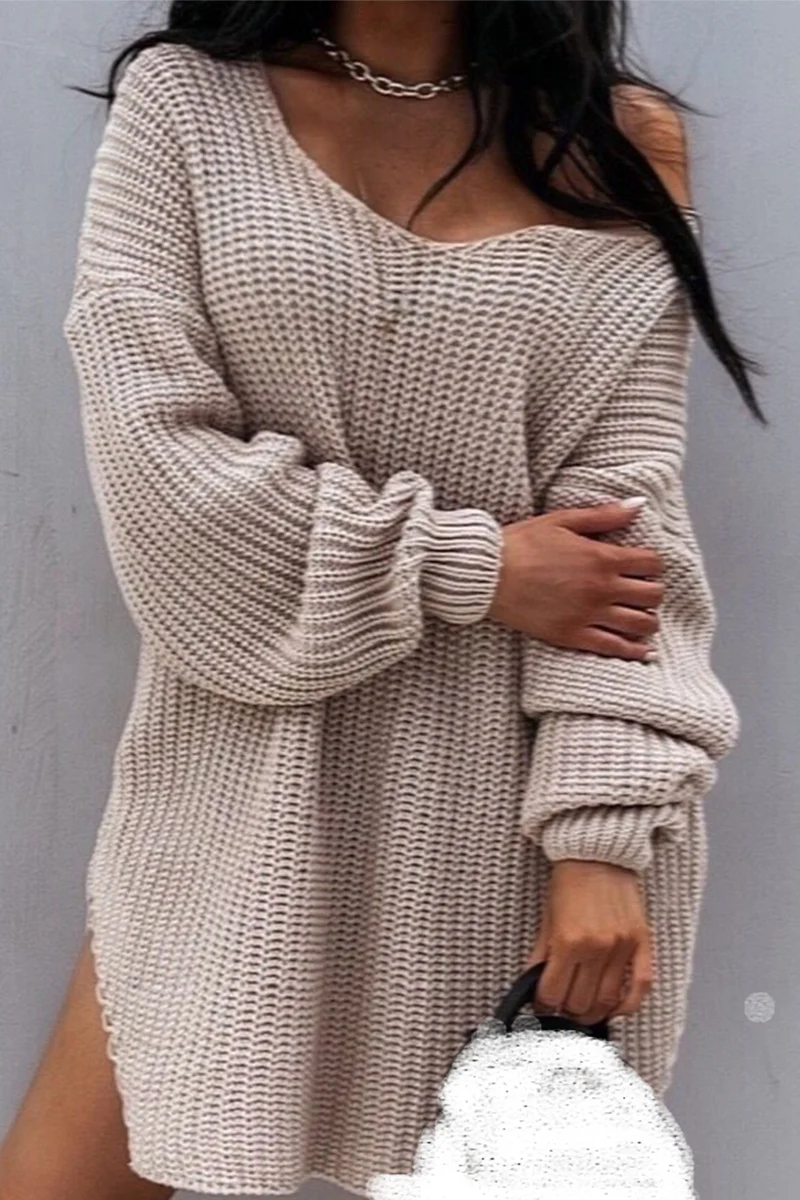 Casual Elegant Solid Color V Neck Sweaters - Panekey