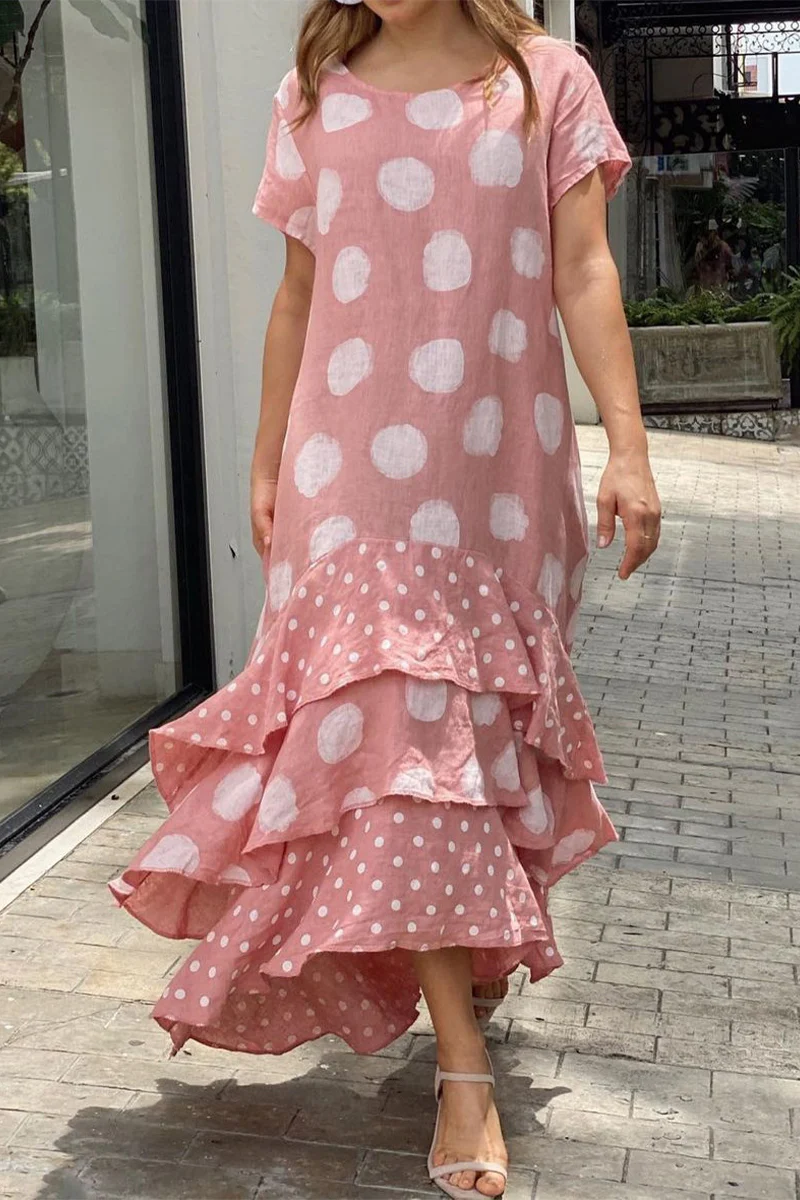 Casual Dot Patchwork Printed Dress Dresses(10 Colors) - Panekey
