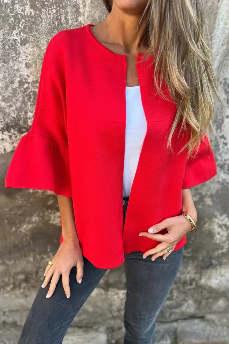 Casual Daily Solid Color Ruffle Outerwear(3 Colors) - Panekey