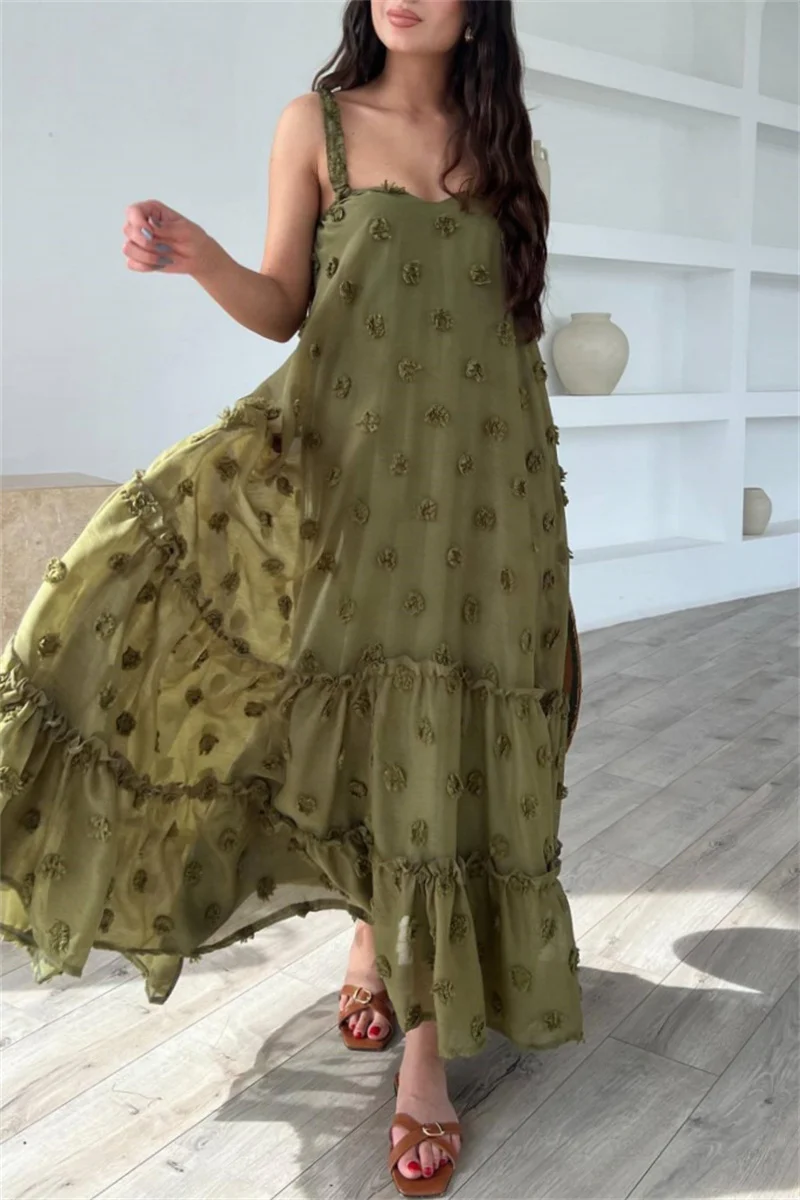 Casual Backless Spaghetti Strap Long Dresses - Panekey