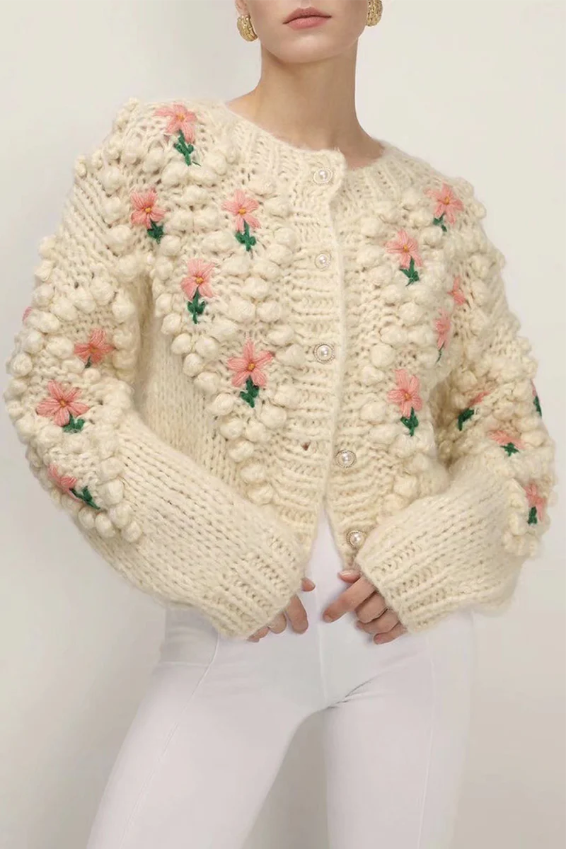 Casual Patchwork Hollowed Out Cardigan Collar Sweaters - Panekey