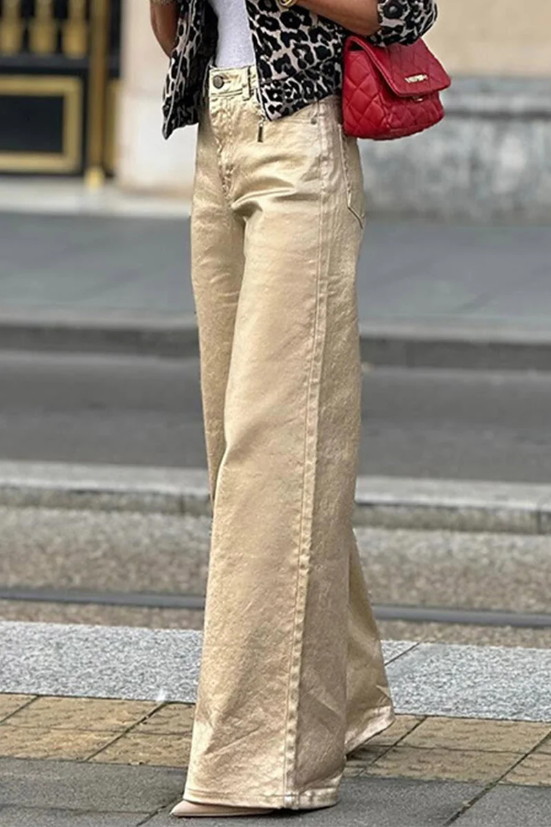 Casual Daily Distressed Patchwork Loose High Waist Straight Bottoms - Panekey