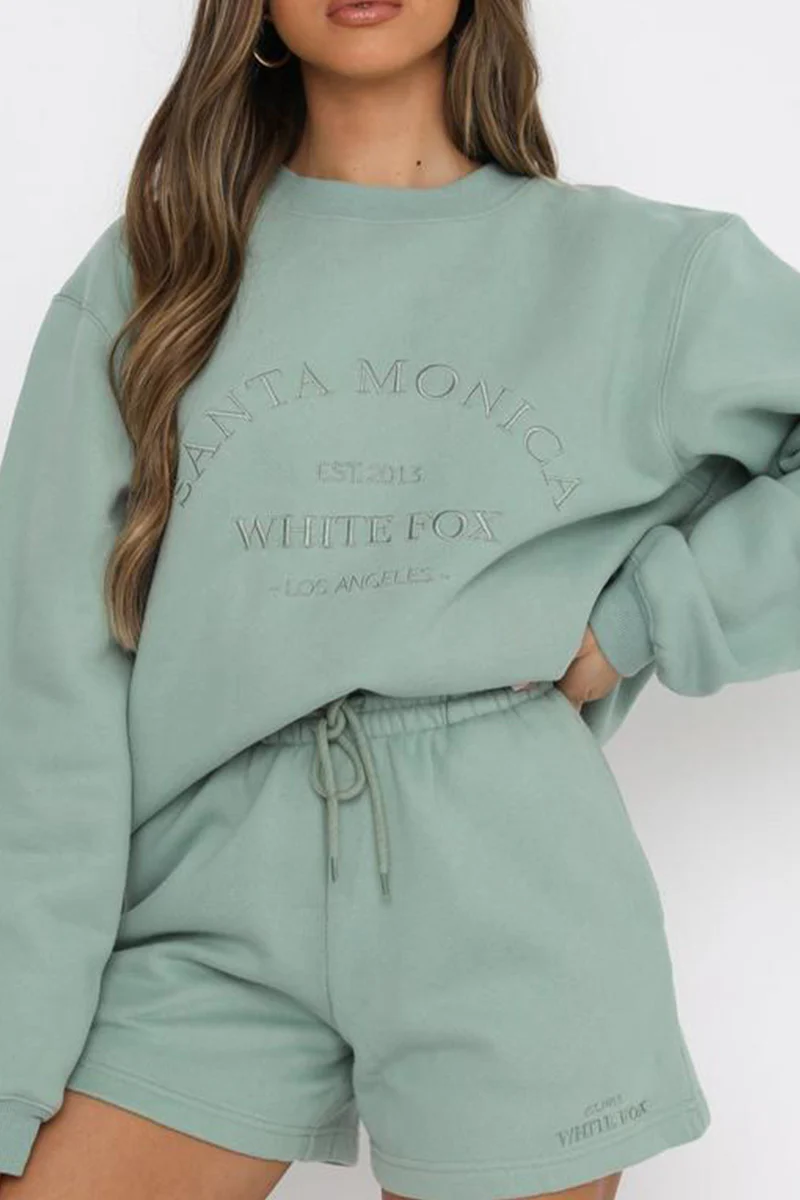 Casual Letter Embroidered O Neck Tops - Panekey