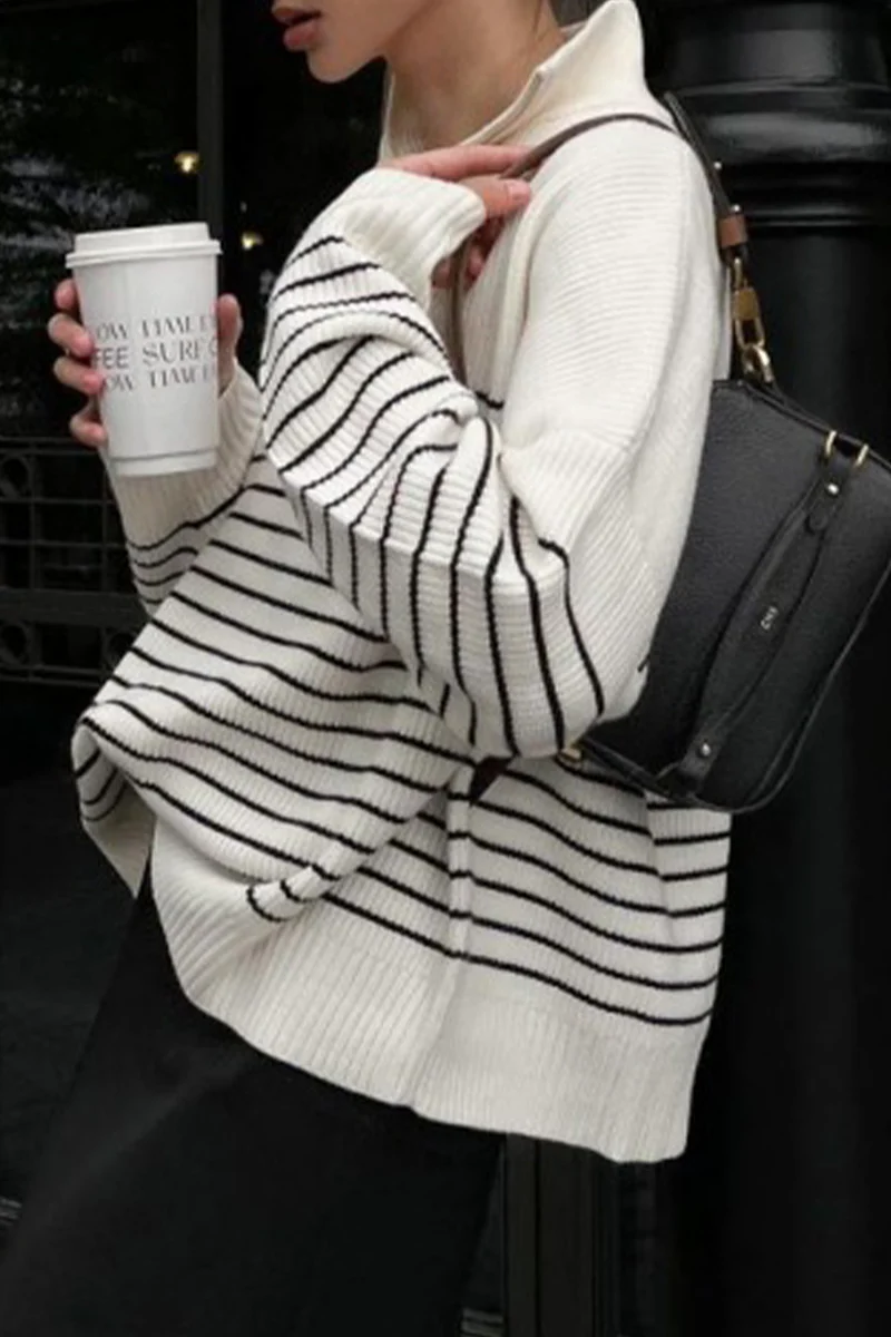 Casual Plaid Striped Contrast Turndown Collar Tops - Panekey