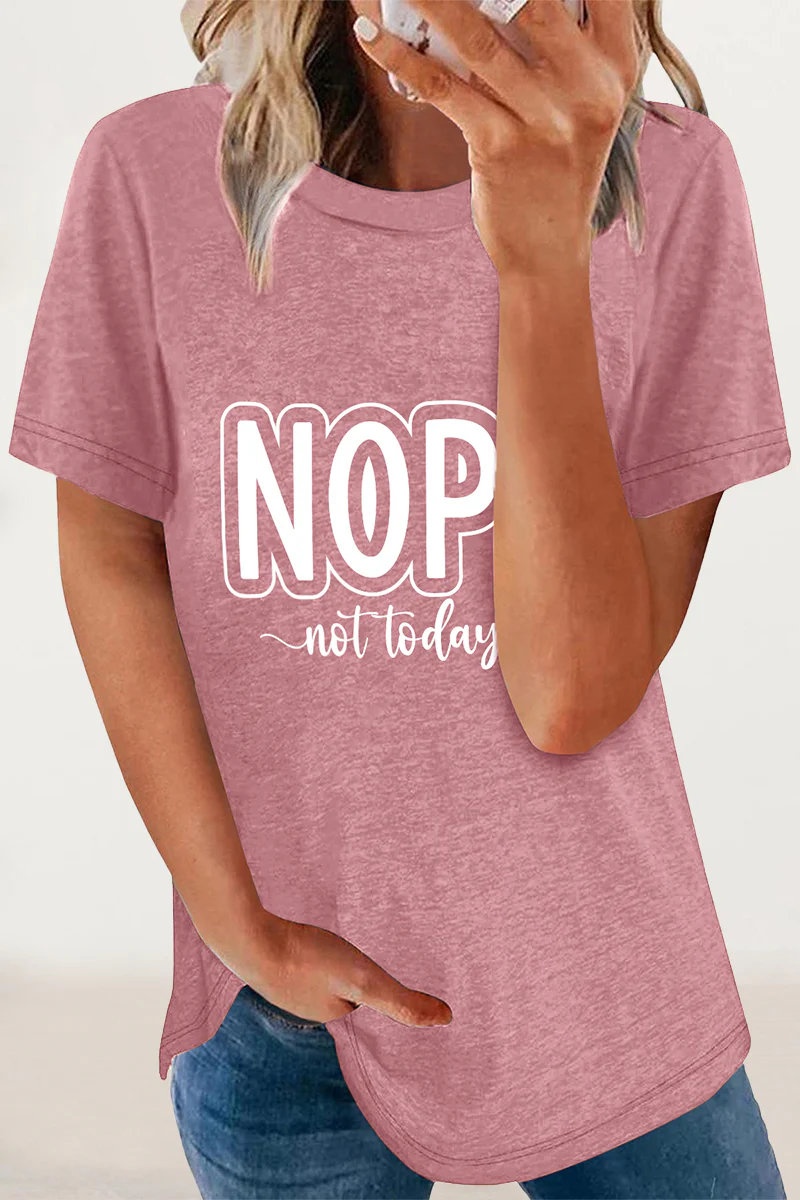 Casual Letter Print O Neck T-Shirts - Panekey