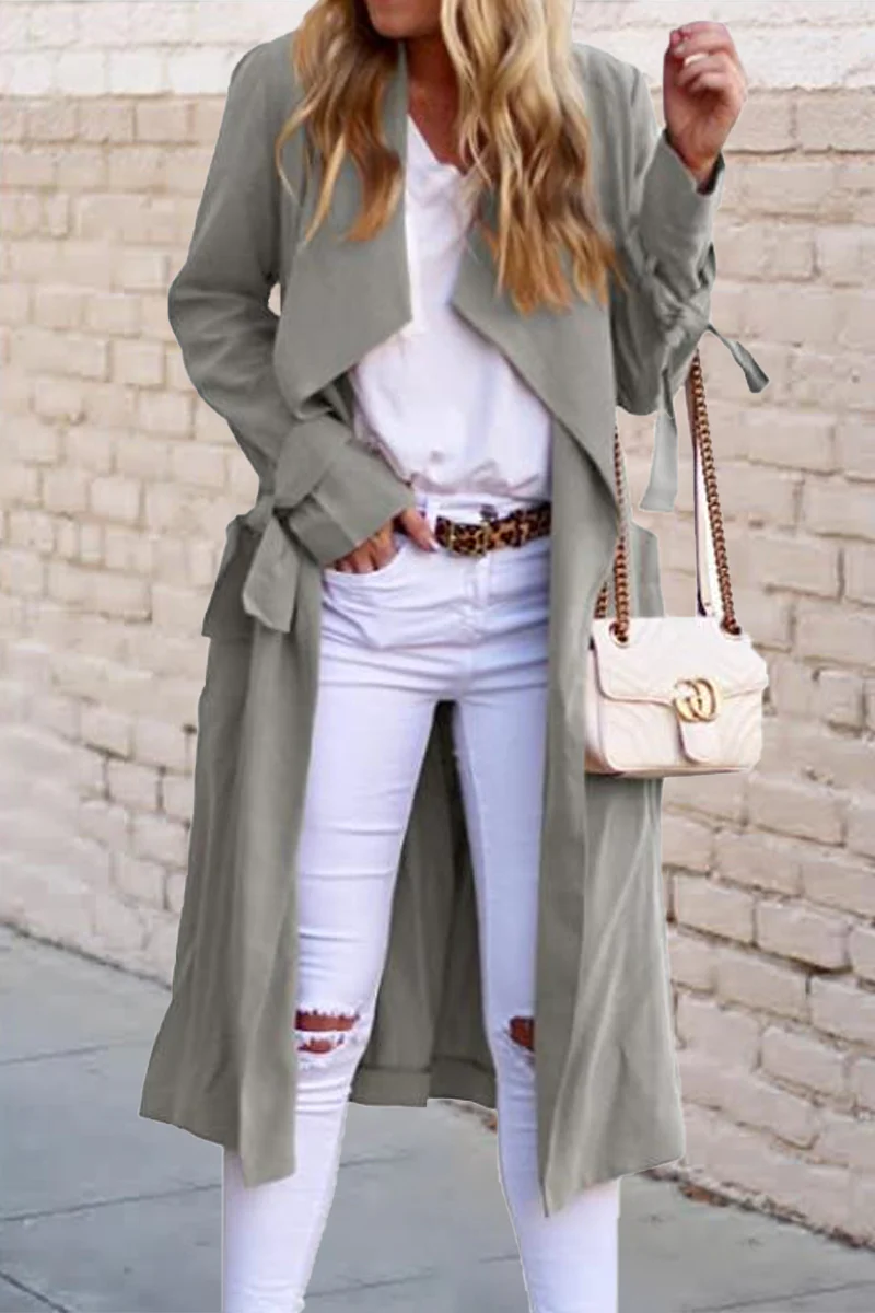 British Style Solid Frenulum Outerwear - Panekey