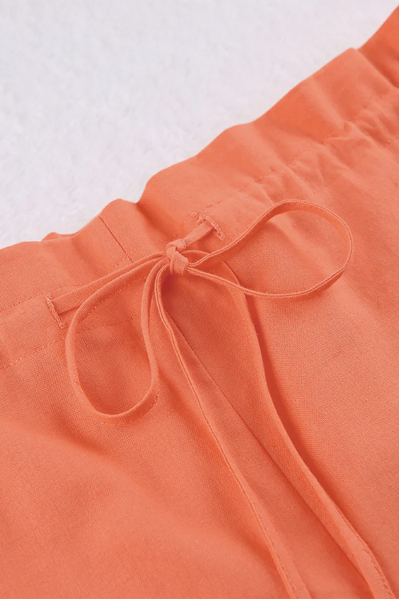 Casual Daily Solid Color Lace Up O Neck Sleeveless Two Pieces - Panekey