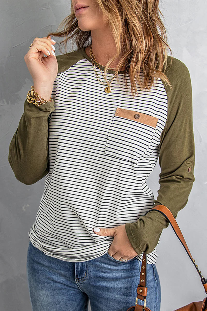Casual Patchwork O Neck Tops - Panekey