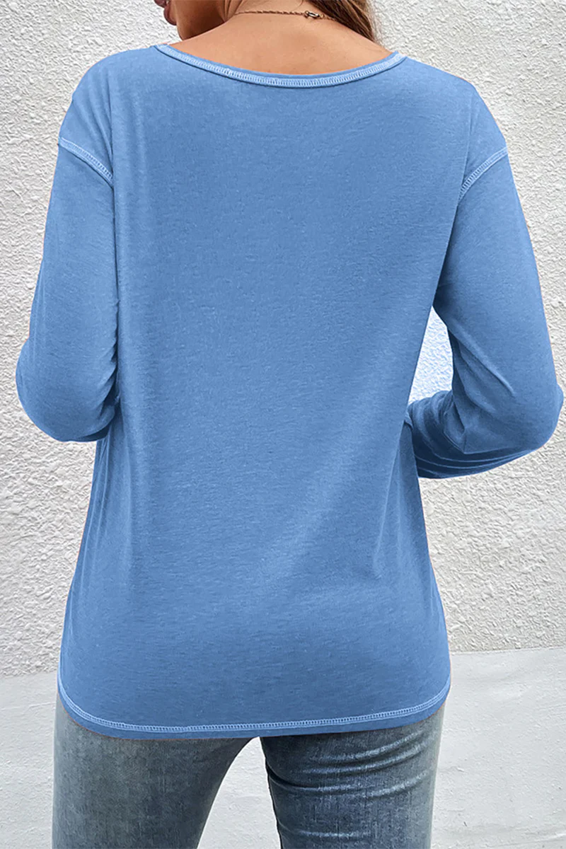 Casual Patchwork Buttons O Neck Tops - Panekey