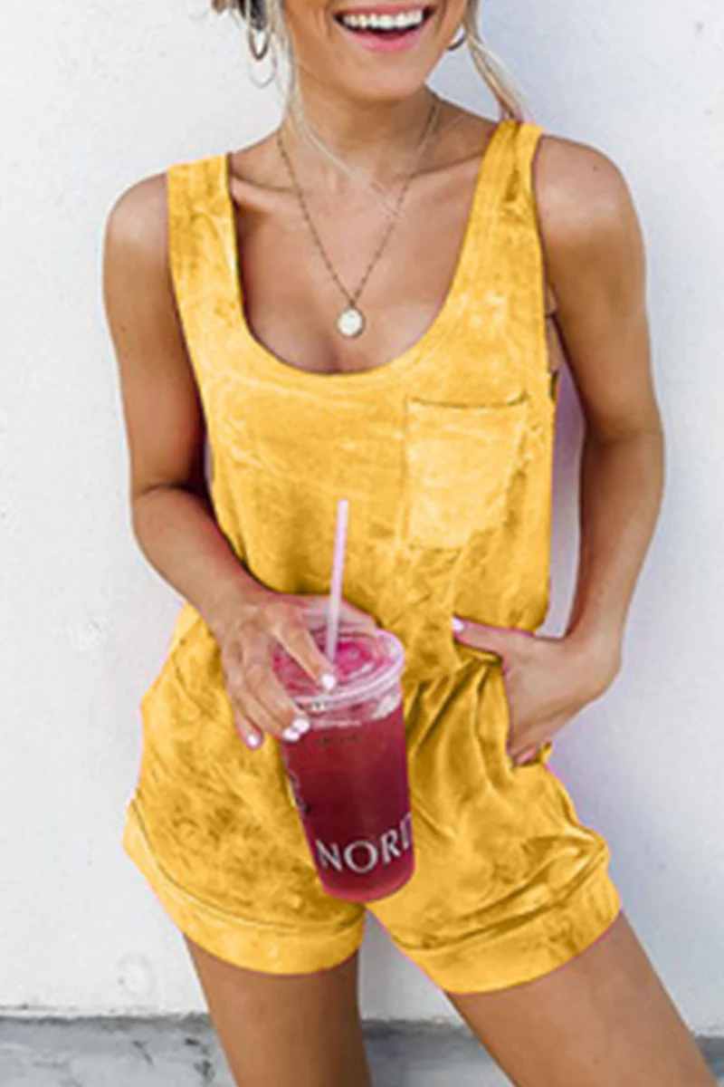 Casual Patchwork Tie-dye U Neck Straight Jumpsuits(5 Colors) - Panekey