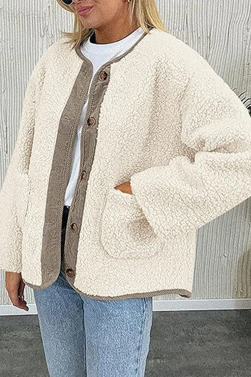 Casual Pocket Contrast O Neck Outerwear(6 Colors) - Panekey