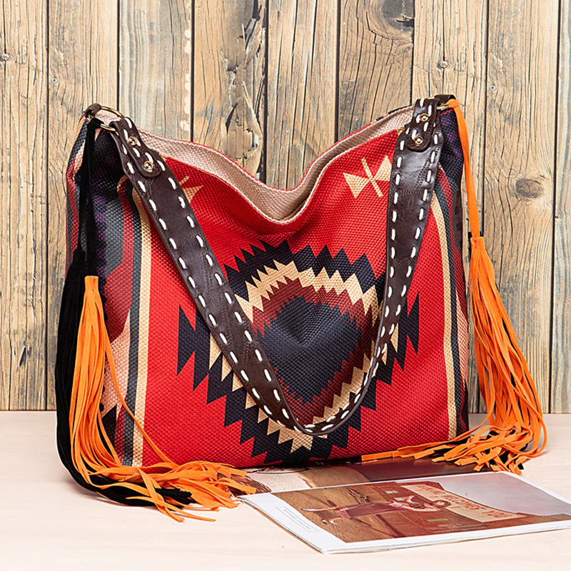 Casual College Color Block Tassel Bags - Panekey