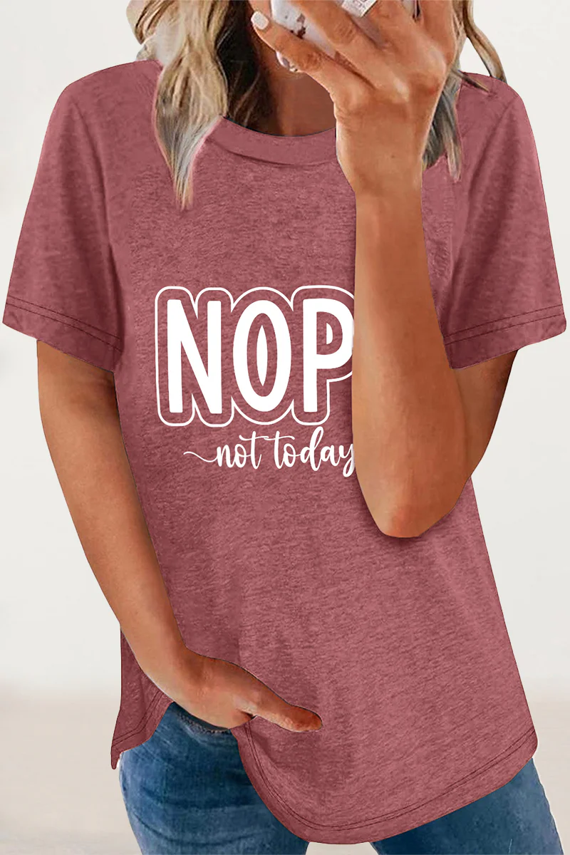 Casual Letter Print O Neck T-Shirts - Panekey