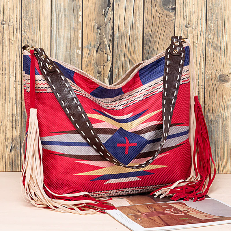 Casual College Color Block Tassel Bags - Panekey