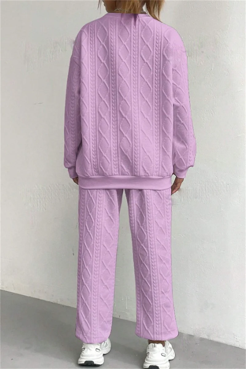 Casual Basic O Neck Long Sleeve Two Pieces(7 Colors) - Panekey