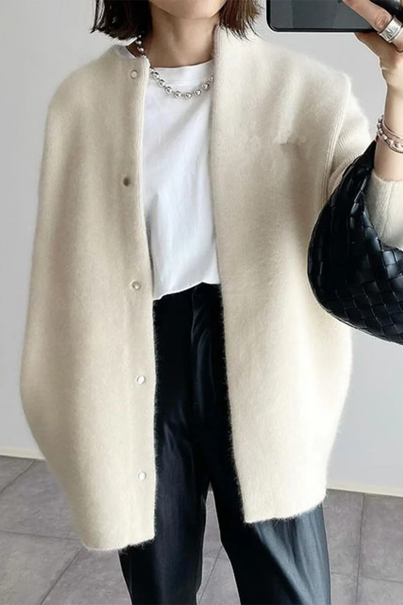 Casual Patchwork O Neck Outerwear(Knitted style)(9 Colors) - Panekey