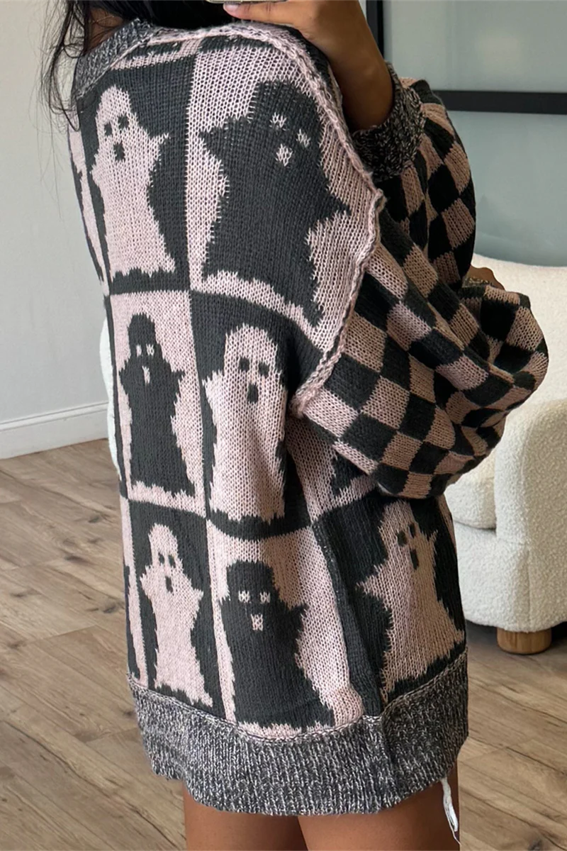 Casual Plaid Weave Contrast O Neck Sweaters - Panekey