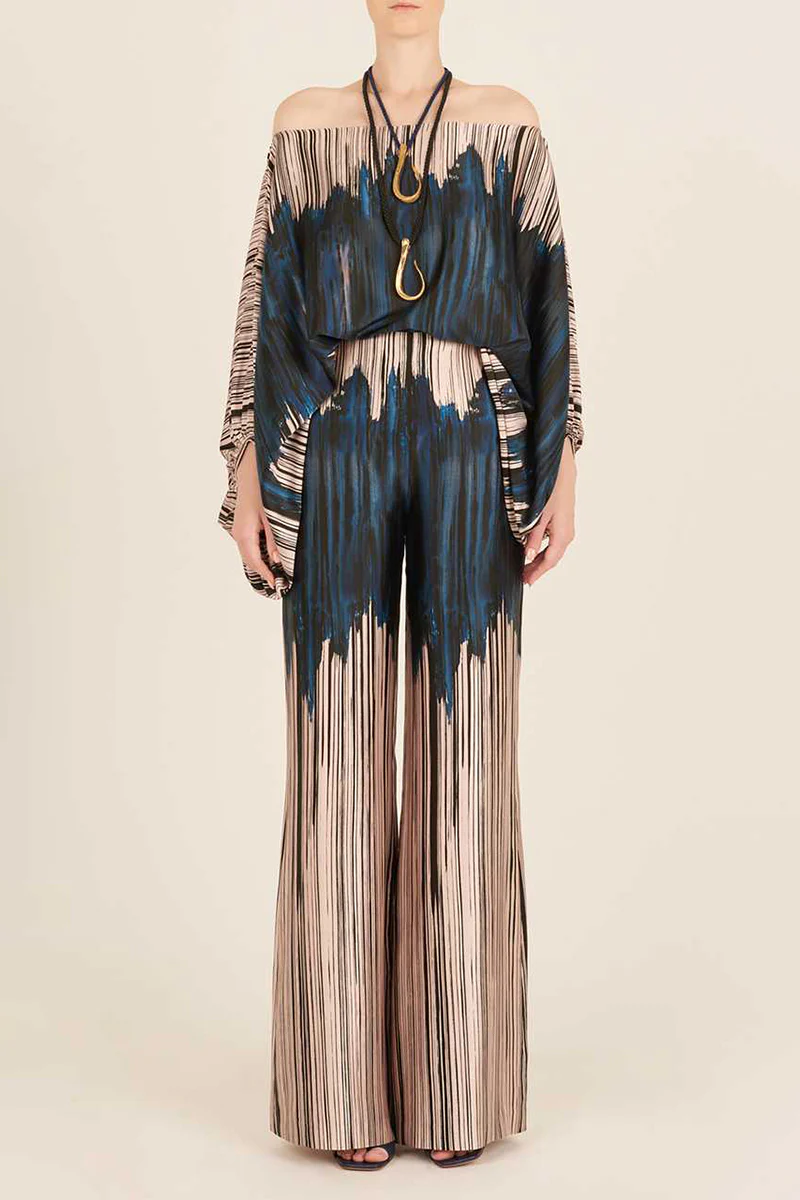 Casual Elegant Print Patchwork Off the Shoulder Long Sleeve Two Pieces(11 Colors) - Panekey