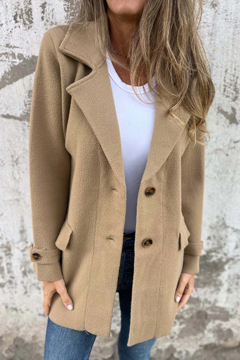 Casual Daily Buttons Gross Turn-back Collar Outerwear(3 Colors) - Panekey