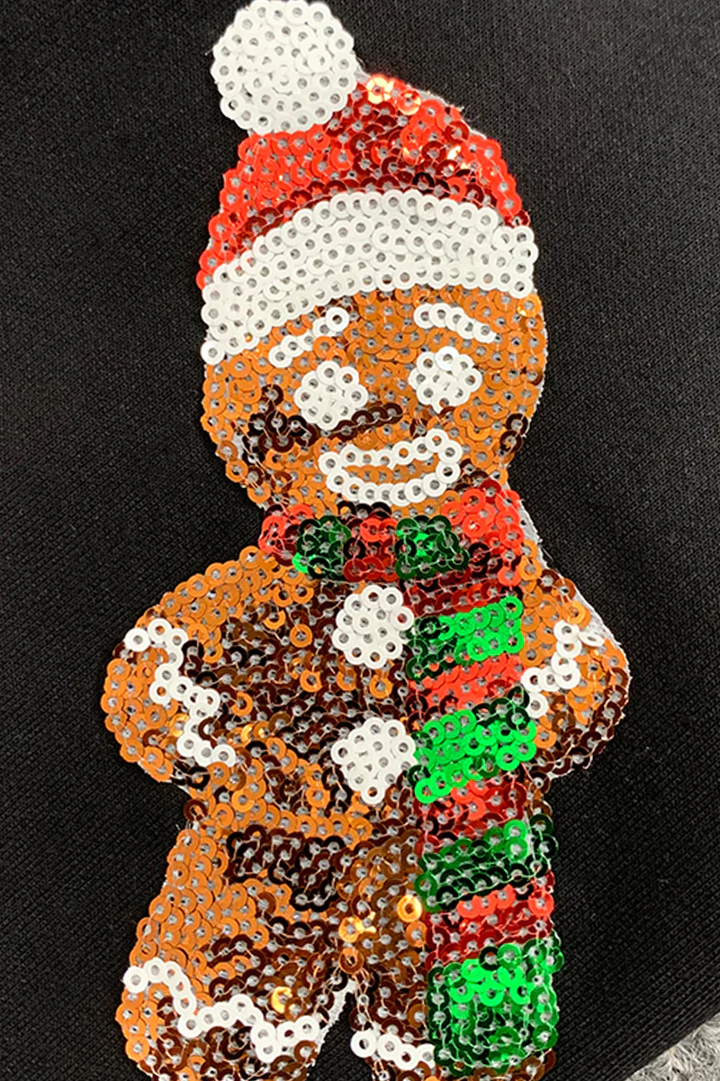 Casual Party Santa Claus Sequins O Neck Sweats(3 Colors) - Panekey