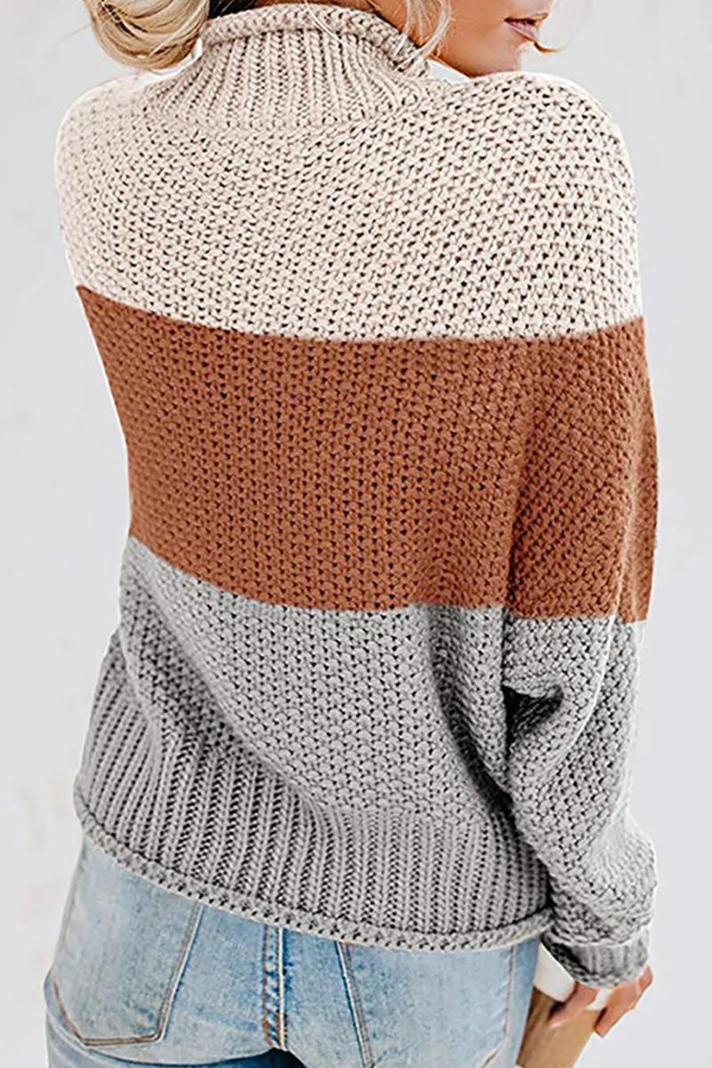 Casual Patchwork Contrast Turtleneck Sweaters(7 Colors) - Panekey