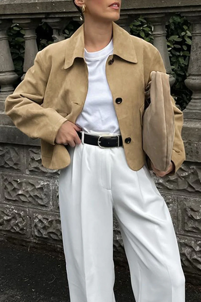 Casual Daily Buttons Turndown Collar Outerwear - Panekey