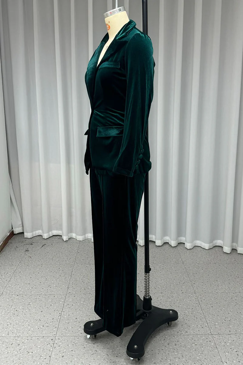 Casual Daily Buttons Velvet Turn-back Collar Long Sleeve Two Pieces - Panekey