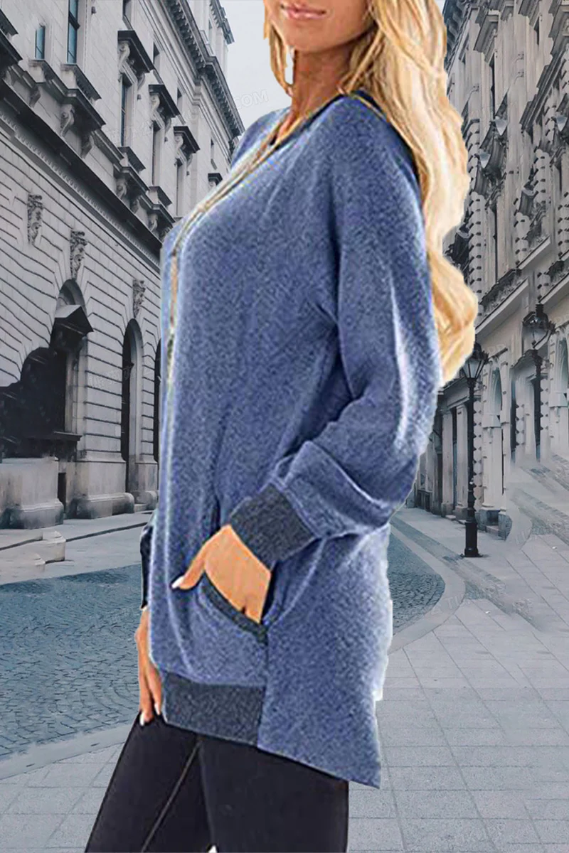 Casual Elegant Solid Contrast O Neck Tops - Panekey