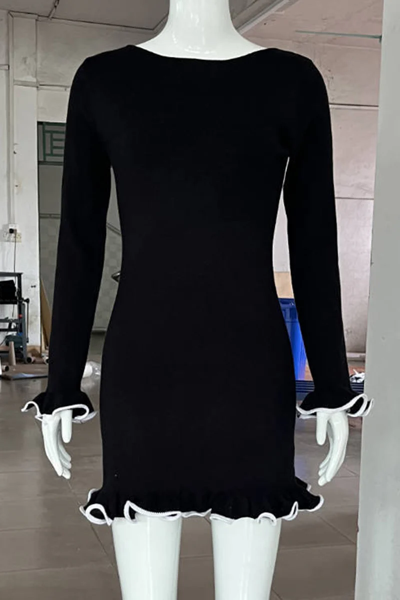 Casual Daily Stringy Selvedge O Neck Long Sleeve Dresses(3 Colors) - Panekey