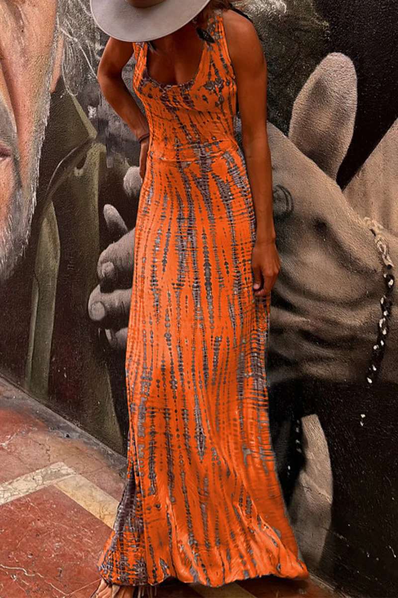 Bohemian Vacation Geometric Print Backless Halter One Step Skirt Dresses - Panekey