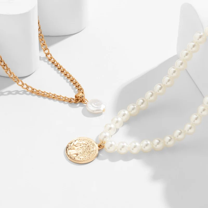 Casual Geometric Patchwork Pearl Necklaces - Panekey