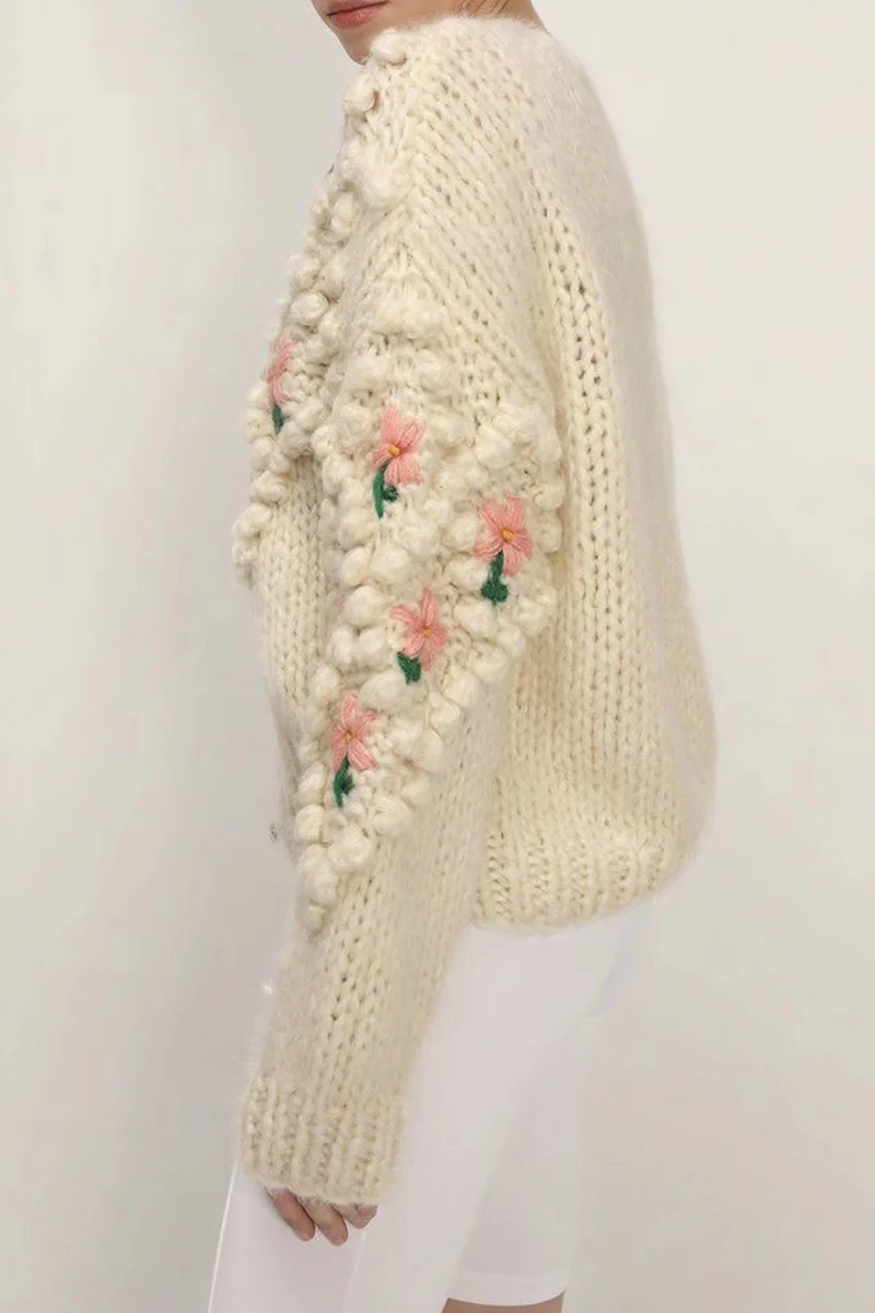 Casual Patchwork Hollowed Out Cardigan Collar Sweaters - Panekey